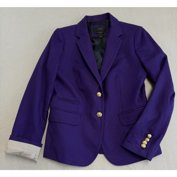 J. Crew Schoolboy Blazer Size 2 Jacket Wool Purple Lined Preppy Fall Academia - Picture 1 of 10